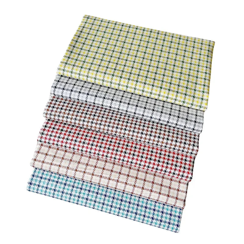 tissu coton imprimé carreaux bleu clair gris rouge jaune classique 160cm bricolage textile maison