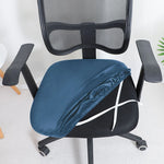 housse chaise velours bleu marine moderne élastiques uni polyester coton