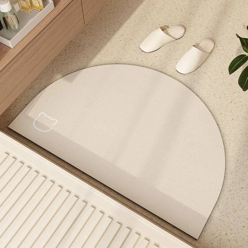 tapis sol beige clair rayures horizontales moderne salle bain absorbant séchage rapide antidérapant