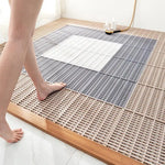 tapis sol blanc bleu gris moderne clips antidérapants salle bain lavablewasher