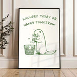 affiche murale otter humoristique blanche verte décoration chambre salon enfant illustration simple cadre métal