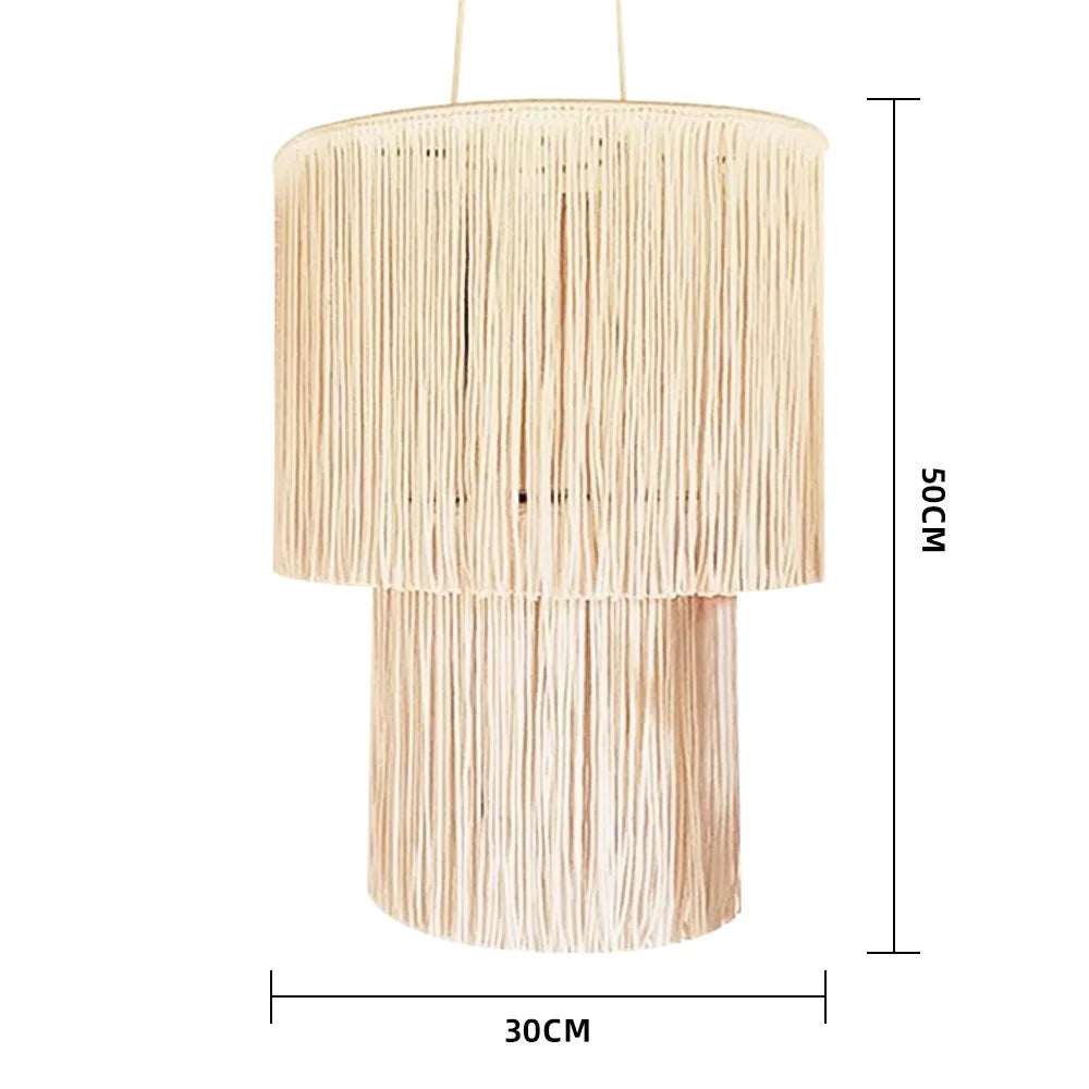 lampe suspendue boho macramé blanc cassé franges artisanal chambre opale coton tissage