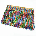 frange pailletée multicolore dentelle perlée élastiquée jupe élégante décoration vêtement textile maison DIY