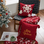taies d'oreiller square rouge blanches flocons merry christmas coton polyester décoration lit sans rembourrage