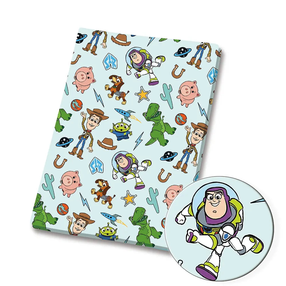 tissu coton polyester motif dessin animé personnages bleu vert bricolage couture enfant maison