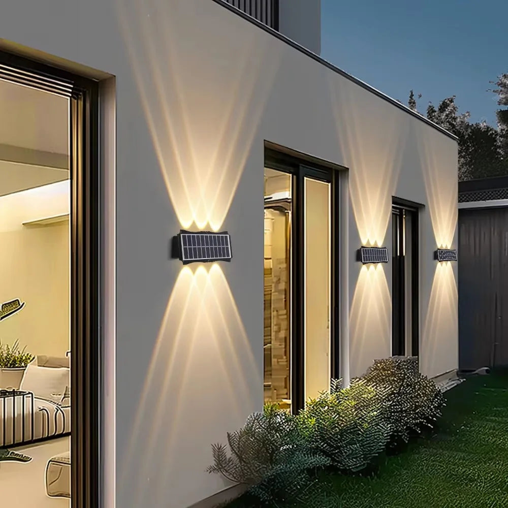 lumière solaire murale extérieure led moderne projection haut bas jardin