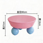 table basse enfant moderne jaune rose bleu lisse pieds sphères ludique
