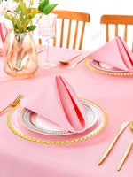serviettes table rose unies 40x40cm polyester durables mariage banquet décoration maison festive