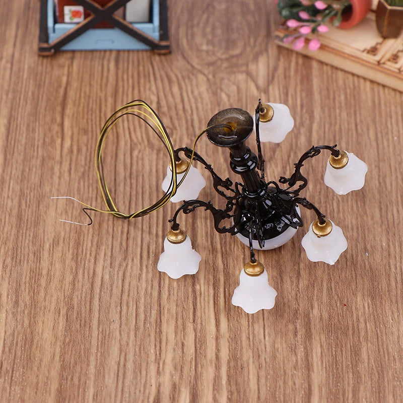 lumière miniature décoration noire dorée classique plastique opaques éclairage poupée chambre objet jouet fixe