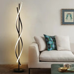 lampe sol moderne spirale noir blanc LED minimalist éclairage salle manger chambre