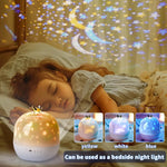 projecteur nuit étoiles lune géométrique blanc bleu jaune moderne veilleuse chambre enfants led diy