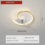 ventilateur moderne sphères blanches anneaux dorés télécommande lumière led salon luxe
