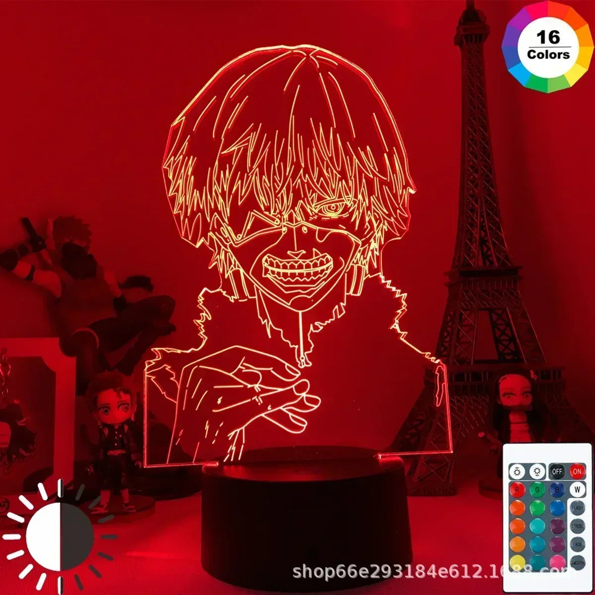 lampe led dessin animé blanc base noire controle nuit chambre decoration 18x10cm