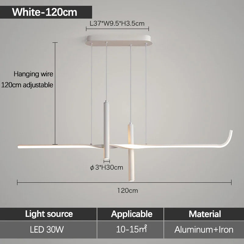 suspension lumineuse moderne pendentif led noir blanc contemporain 120cm 90260v
