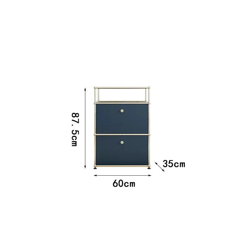 meuble tiroirs bleu marine moderne pieds ronds tiroirs store living room bois métal