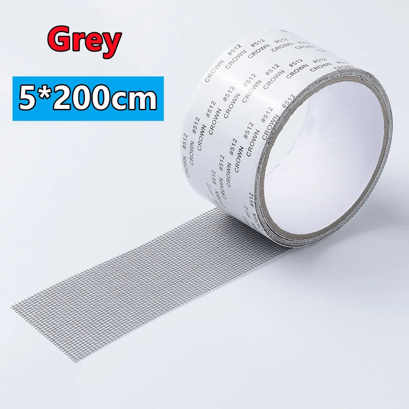 filet anti insectes adhésif gris maille fine réparation fenêtre porte pratique 5x200cm