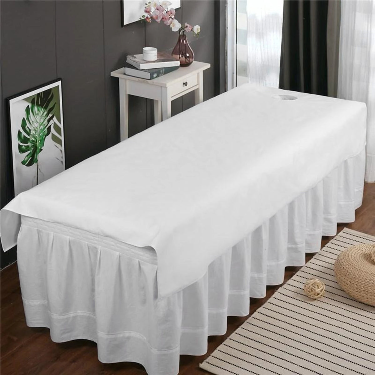 drap table massage uni imperméable marron blanc violet vert moderne spa relaxation face trous