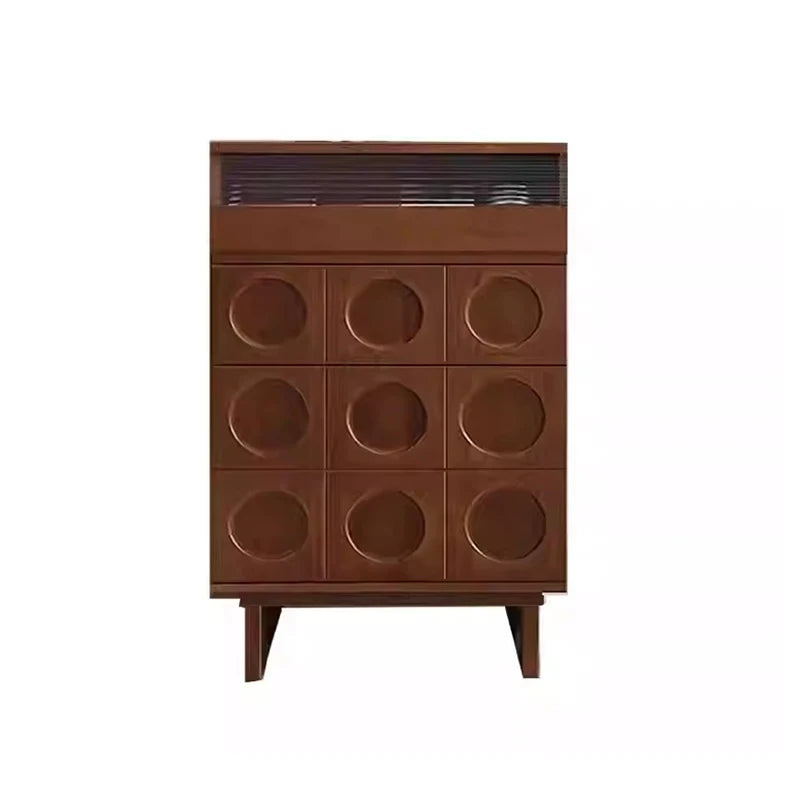 meuble salon vintage tiroirs transparents mid century rangement bois lisse étagères