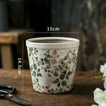 pots fleurs céramique porcelaine rustique vintage beige vert blanc floral