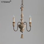 lustre vintage rustique bois naturel métal noir trois lumières suspension entrée couloir