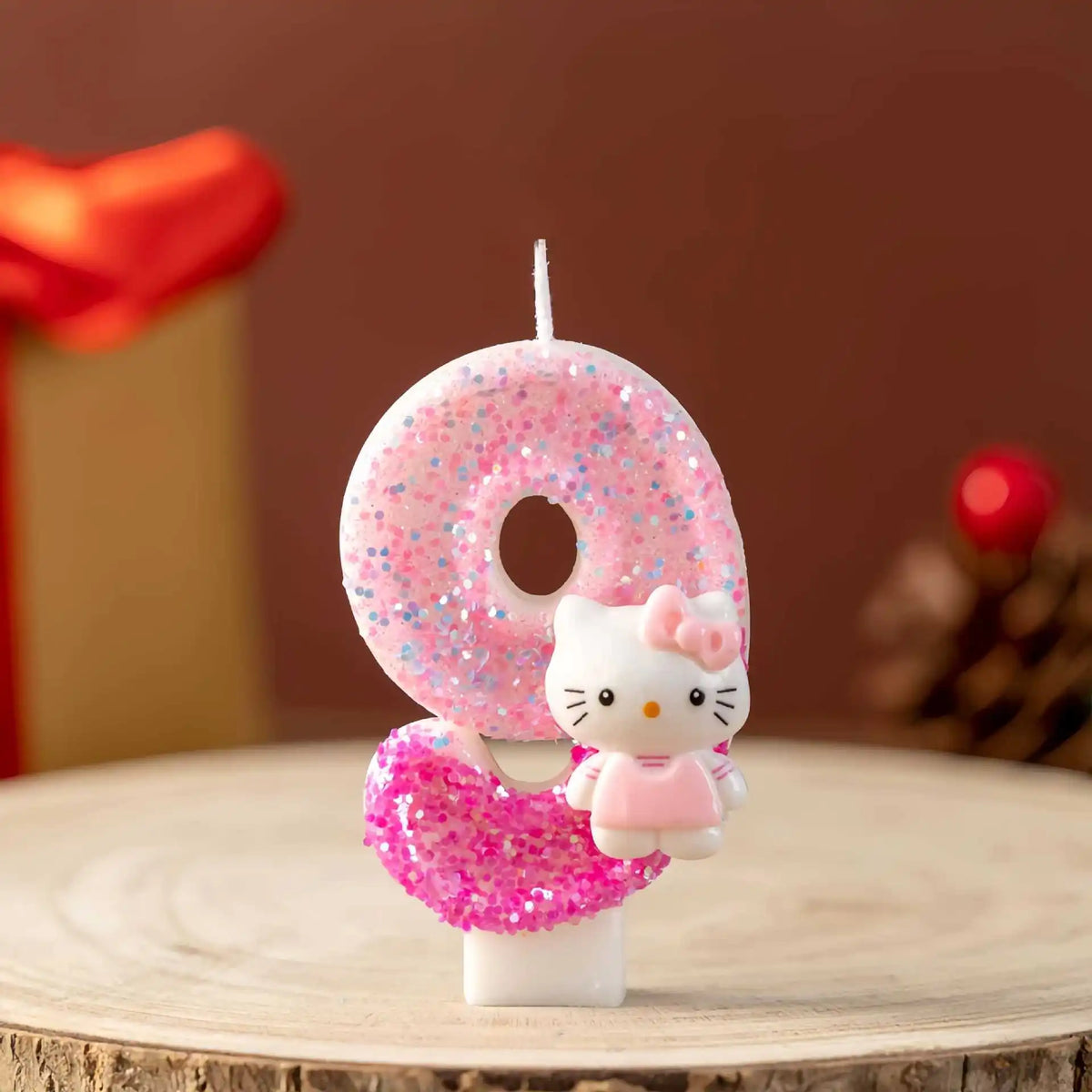 bougies numériques forme chiffres rose pailletées décoratives enfantine hello kitty argentées festive