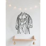 autocollant mural minimaliste personnage musclé noir résistant salle bain