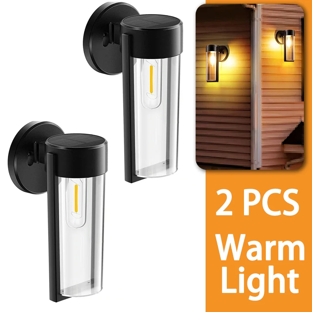 lampe solaire murale moderne noire transparente ip65 led interrupteur panneau solaire