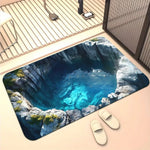 tapis moderne antidérapant polyester bleu gris piscine naturelle extérieur 80x120cm