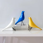 décor oiseau bois peint jaune noir rouge bleu blanc vert pieds métalliques moderne salon