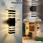 lampe murale extérieure moderne noire rayures horizontales ip65 e27 vis fixations 2000 82000lm