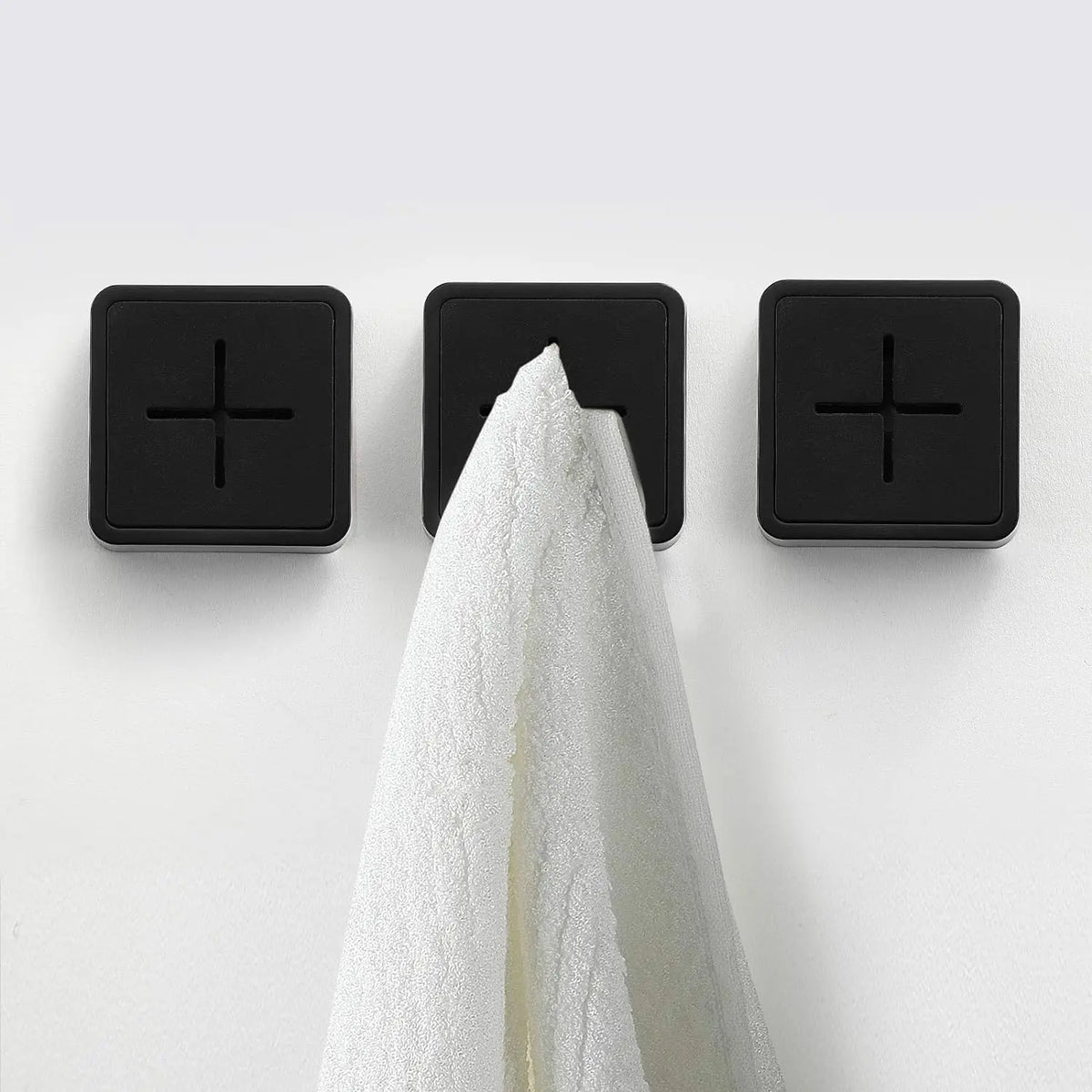 porte serviettes mural adhésif noir blanc croix moderne minimaliste utilisation multiple salle bain cuisine