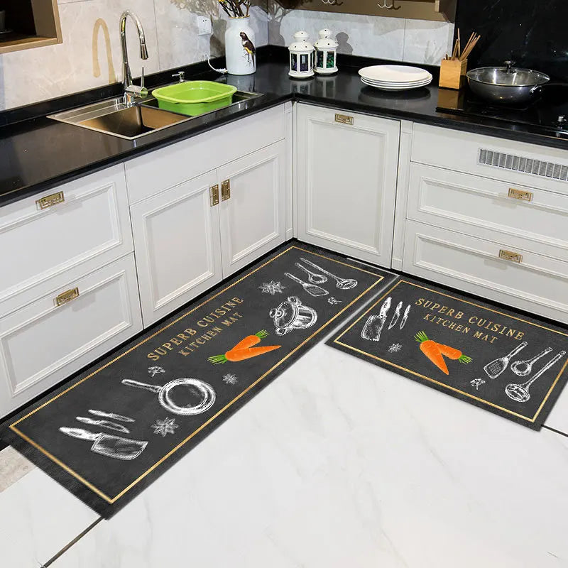 tapis cuisine imperméable antidérapant polyester moderne motifs cuisine décoratif