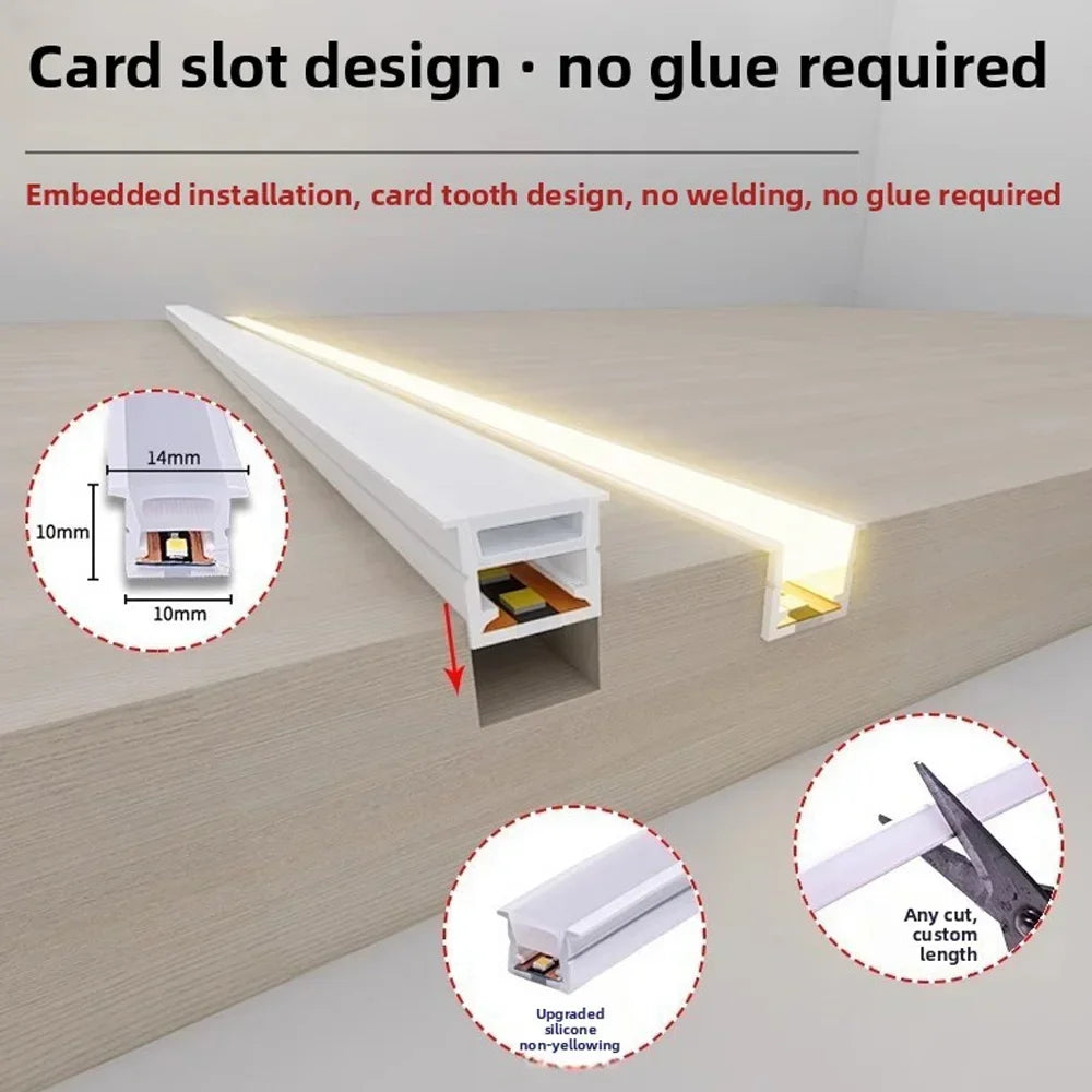profil silicone ruban led blanc éclairage sous meuble cuisine salon décoration intérieure
