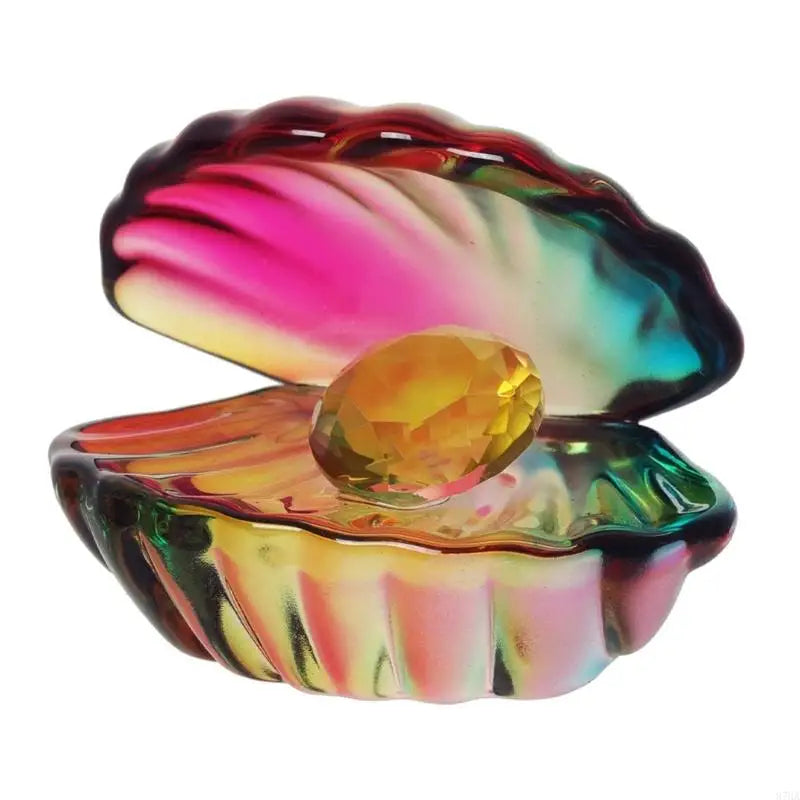 boîte bijoux transparente multicolore imprimée coquillages artisanale décoration