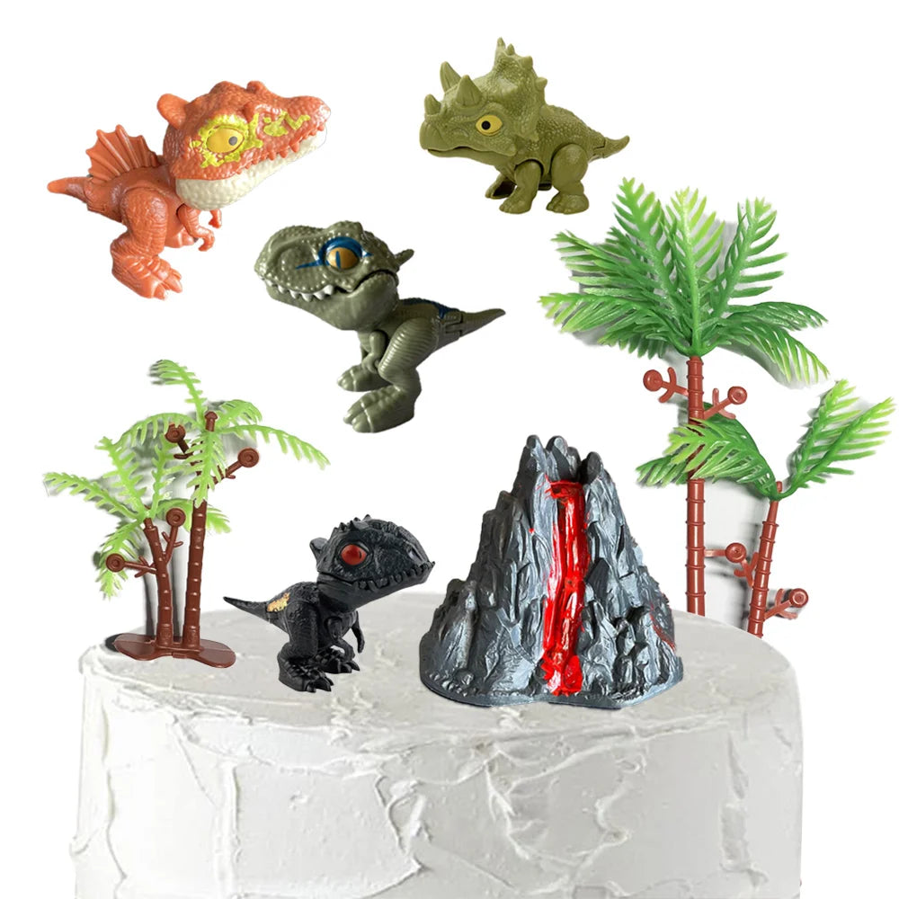 décoration anniversaire figurines dinosaures orange verte noire texturées jouet réaliste occasion fête anniversaire enfantsécole