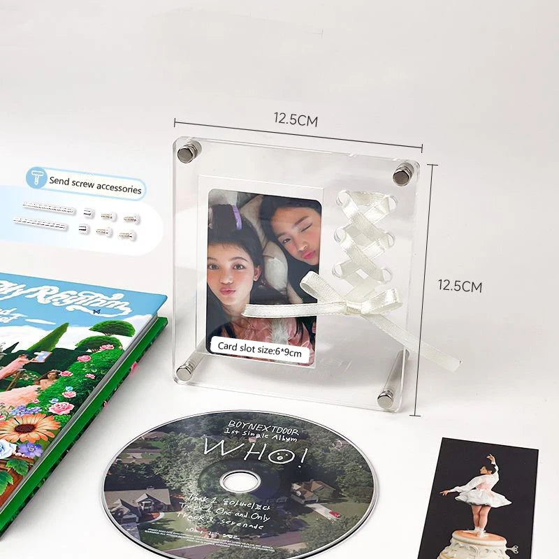 cadre photo transparent moderne clips ruban bleu protection carte postale photo cd porte carte