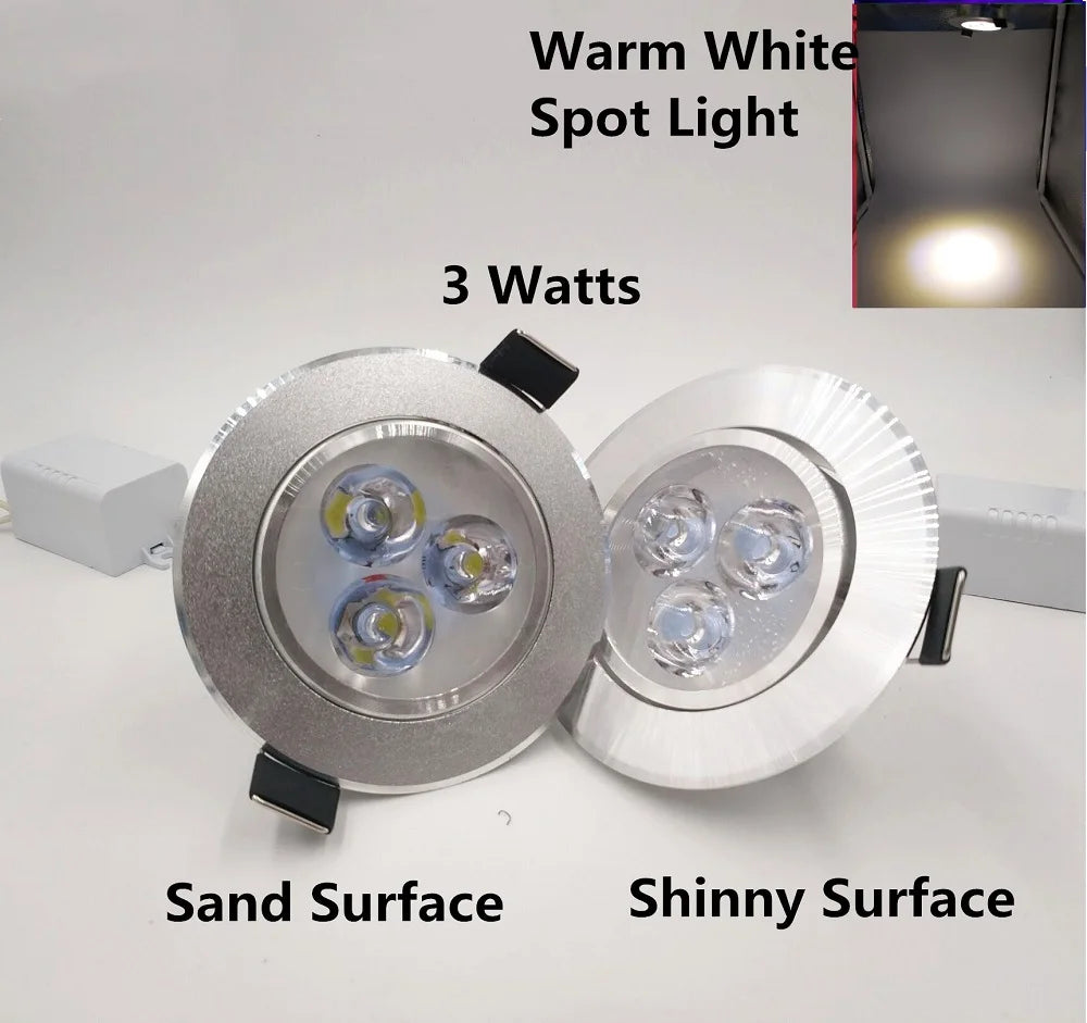 Spot LED argenté moderne surface gravée clips fixation câble d'alimentation 85 240V