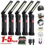 lampe torche rechargeable aimantée port usb type led camping noir.texture anti dérapante.mode faible haute