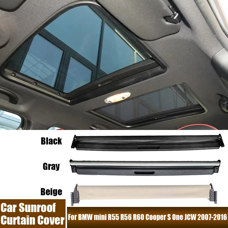 rideau toit voiture couleur noir gris beige texture maille moderne clips fixations poignée traction