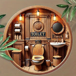 panneau decoratif mural bois naturel rond vintage rustique salle bains