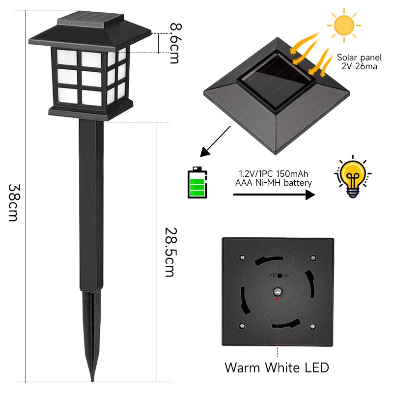 lampe solaire extérieure noire carreaux blancs classique batterie panneau solaire ledextérieur jardin decoration