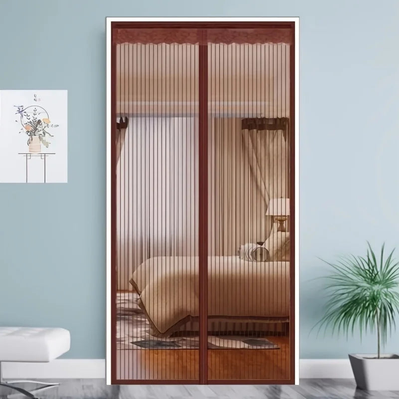 rideau porte marron clair beige rayures horizontales moderne adhésif opacité été maison ventilation anti