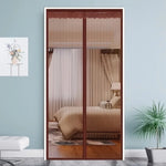rideau porte marron clair beige rayures horizontales moderne adhésif opacité été maison ventilation anti