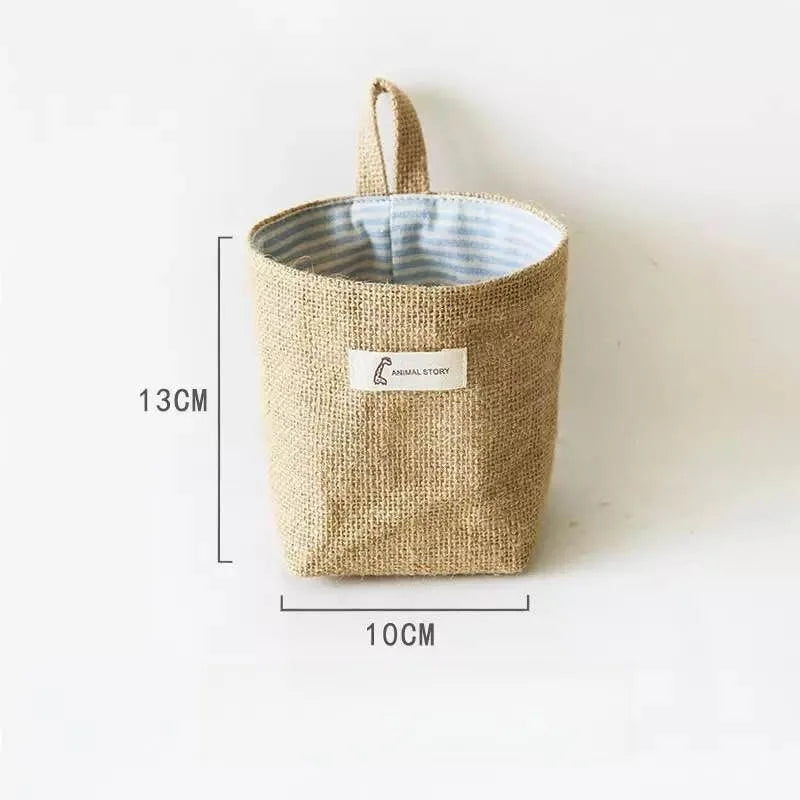 sac rangement toile jute étoiles rayures boho chic pliable reversible anneaux métalliques rustique