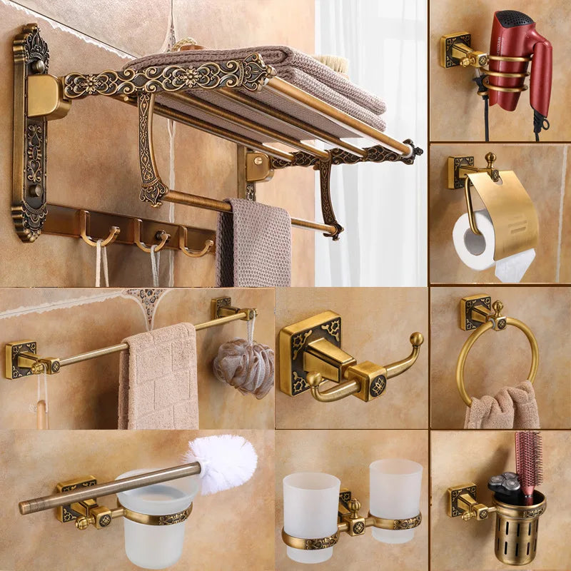 accessoires salle bain or ornements floraux classique vintage porte serviettes porte gobeletsporte savonporte sèche