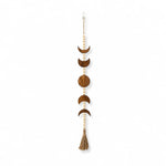 décoration murale bohème bois forme lune pompon marron clair salon chambre enfant