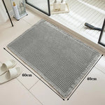 tapis bain beige clair gaufré antidérapant franges moderne dimensions 60x40cm