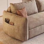 canapé lit convertible moderne tissu beige salon places lit double minimaliste rangement
