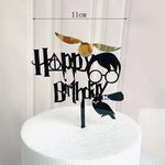 décoration gâteau anniversaire harry potter étoiles chapeau lunettes balai noir
