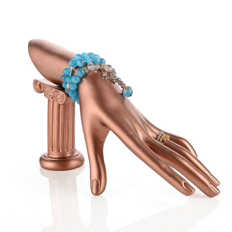 présentoir bijoux mannequin main résine support collier boucles oreilles bracelet bague décoration magasin blanc